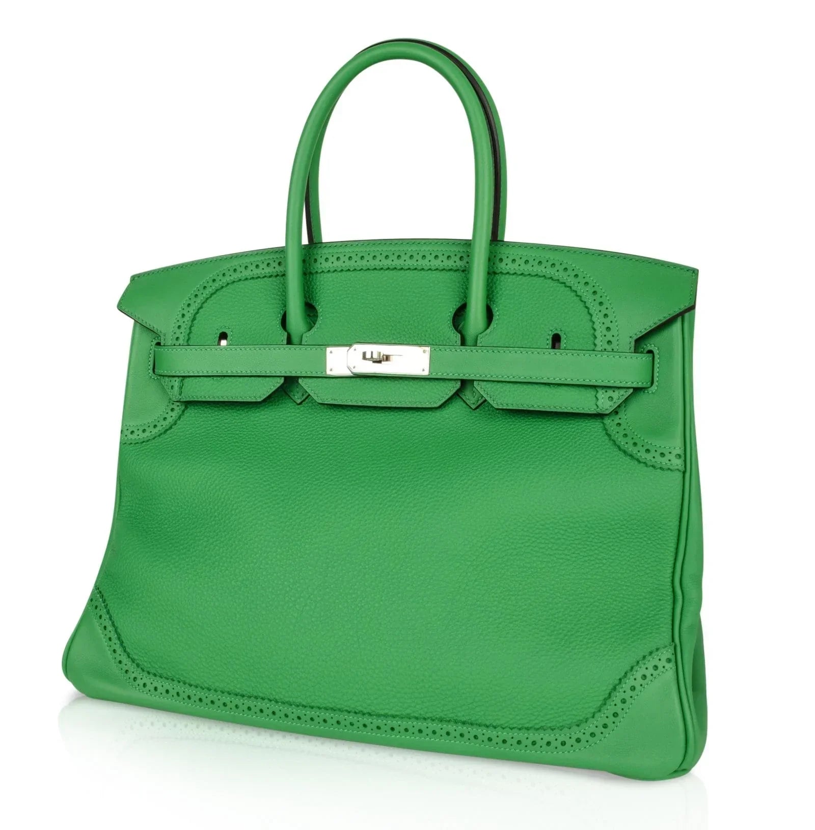 Birkin 35 Bag Ghillies Limited Edition Bamboo Palladium Hardware