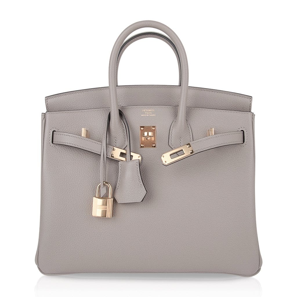 Birkin 25 Bag Gris Asphalte Novillo Leather Gold Hardware