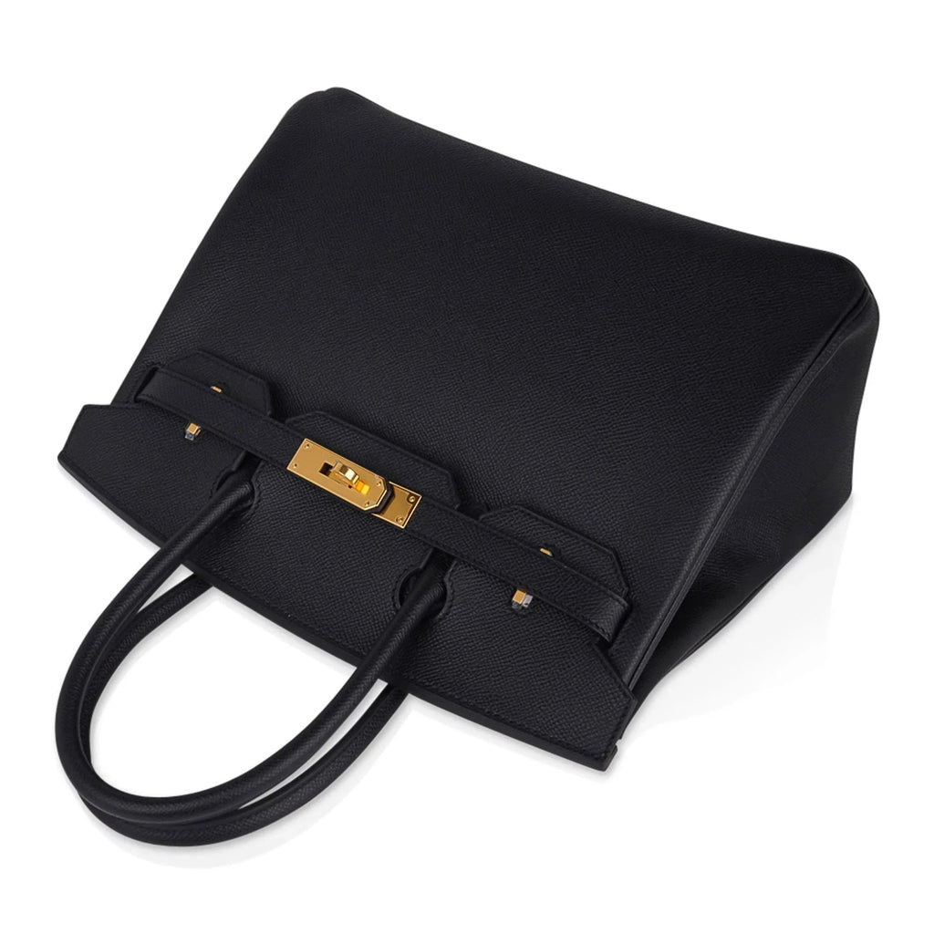 Birkin 30 Bag Black Gold Hardware Epsom Leather New w/ Box