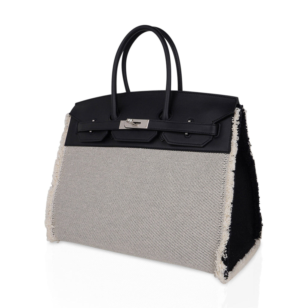Birkin Fray Fray 35 Bag Black Swift Leather / Toile Limited Edition