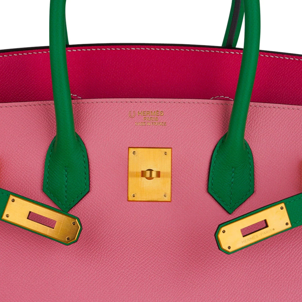 Birkin 35 HSS Bag Rose Confetti/Rose Tyrien/Bamboo Brushed Gold Hardware