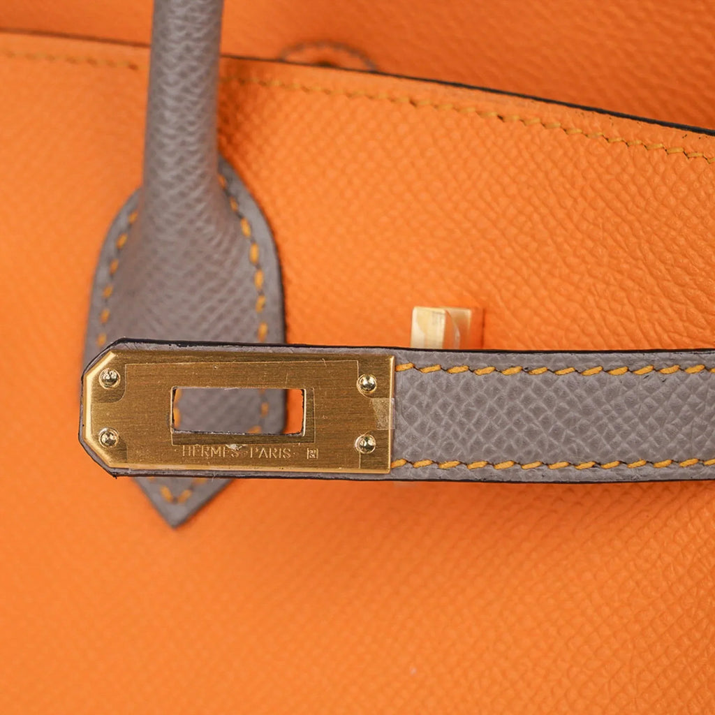 Birkin HSS 25 Bag Jaune Ambre / Gris Asphalte Gold Hardware