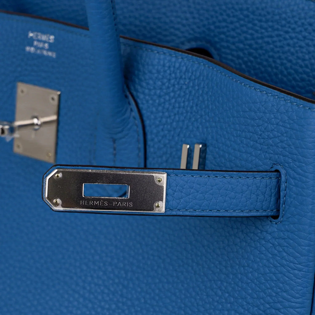 Birkin 35 Bag Rich Blue Izmir Clemence Palladium