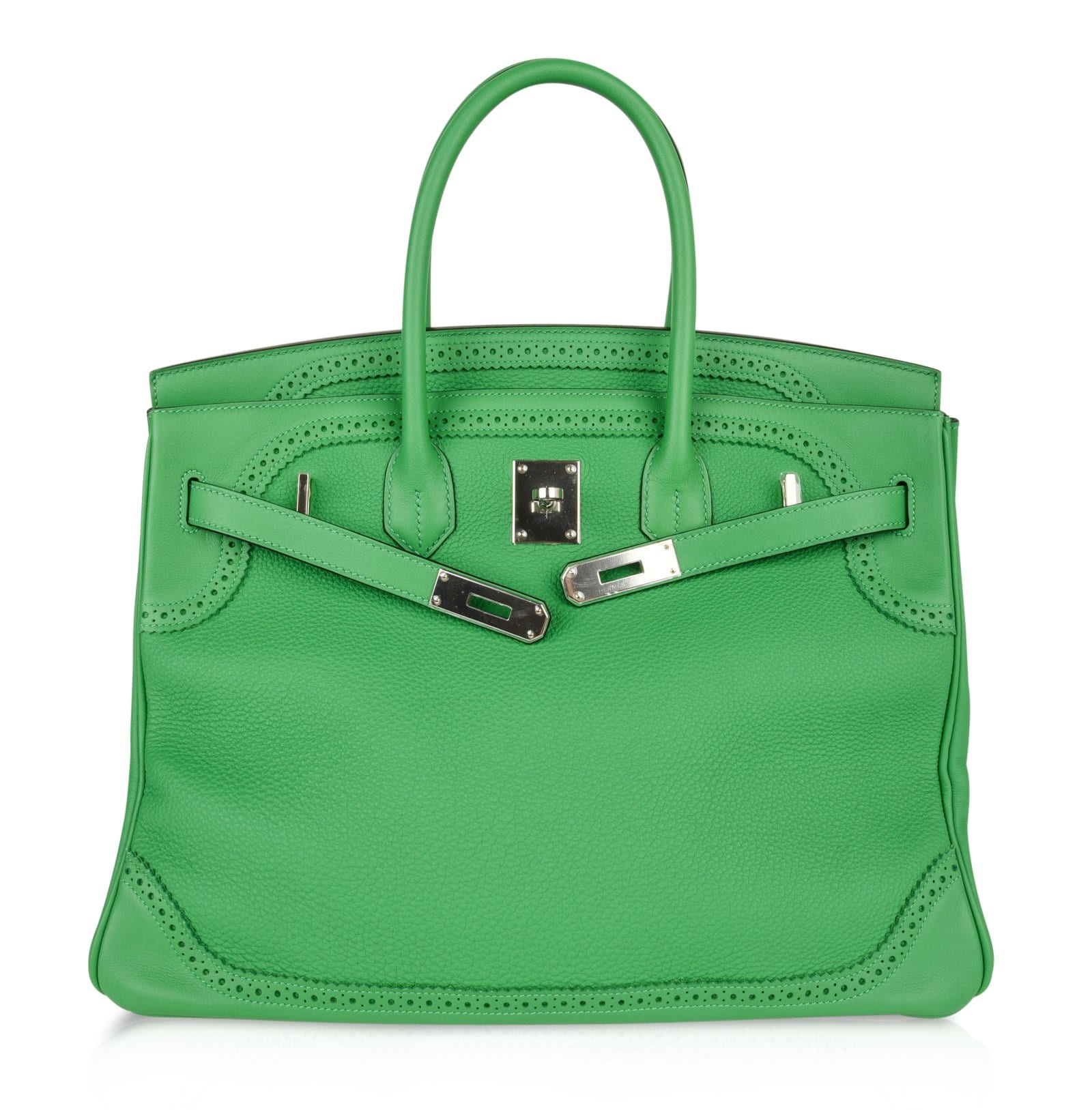 Birkin 35 Bag Ghillies Limited Edition Bamboo Palladium Hardware