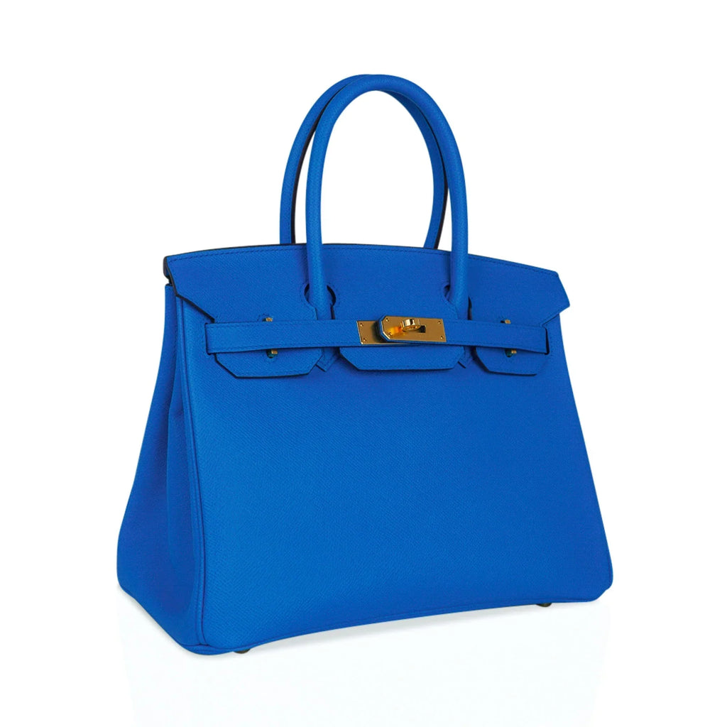 Birkin 30 Bag Bleu Frida Epsom Gold Hardware New w/ Box
