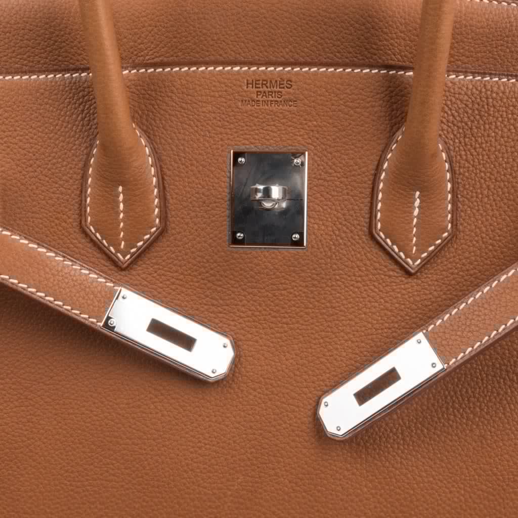 Limited Edition Birkin 35 Bag Fauve Barenia Faubourg Leather with Palladium Hardware