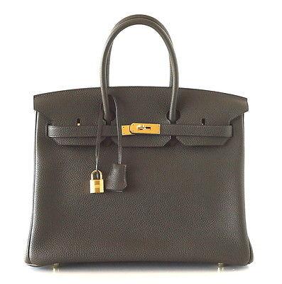 Birkin 35 Bag Vert Bronze Gold Hardware Veau Trekking Leather Very Rare