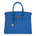 Birkin 35 Bag Rich Blue Izmir Clemence Palladium