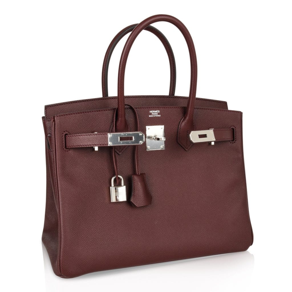 Birkin 30 Bag Bordeaux Epsom Palladium Hardware