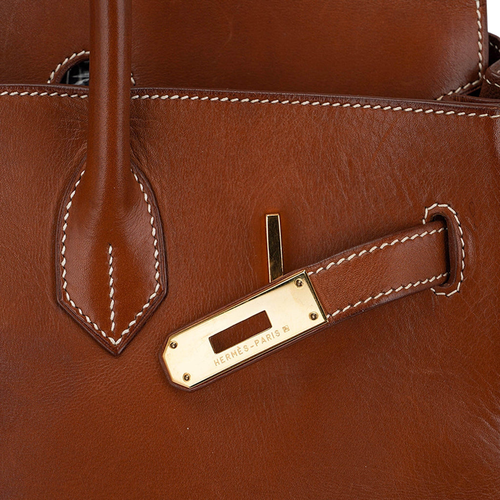 Vintage Limited Edition Birkin 35 Bag Fauve Barenia Leather with Gold Hardware
