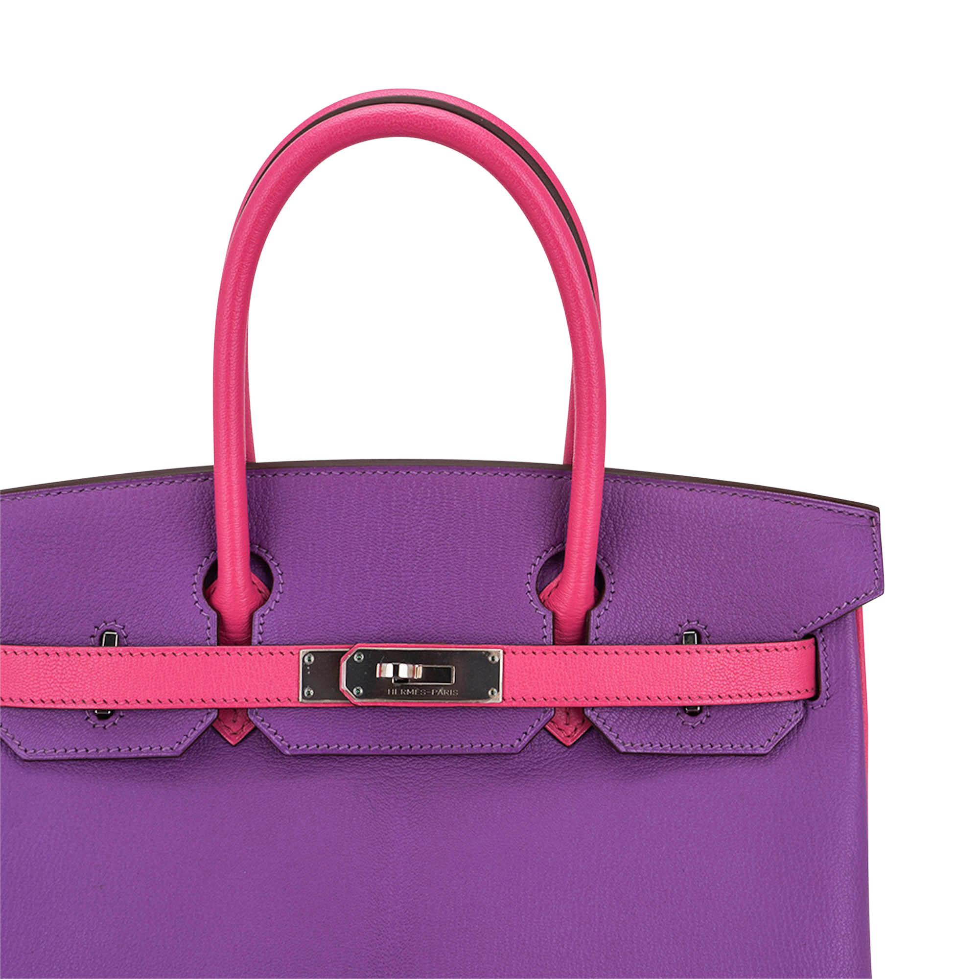Special Order HSS Birkin 30 Bag Parme and Rose Shocking Chevre Leather with Palladium Hardware