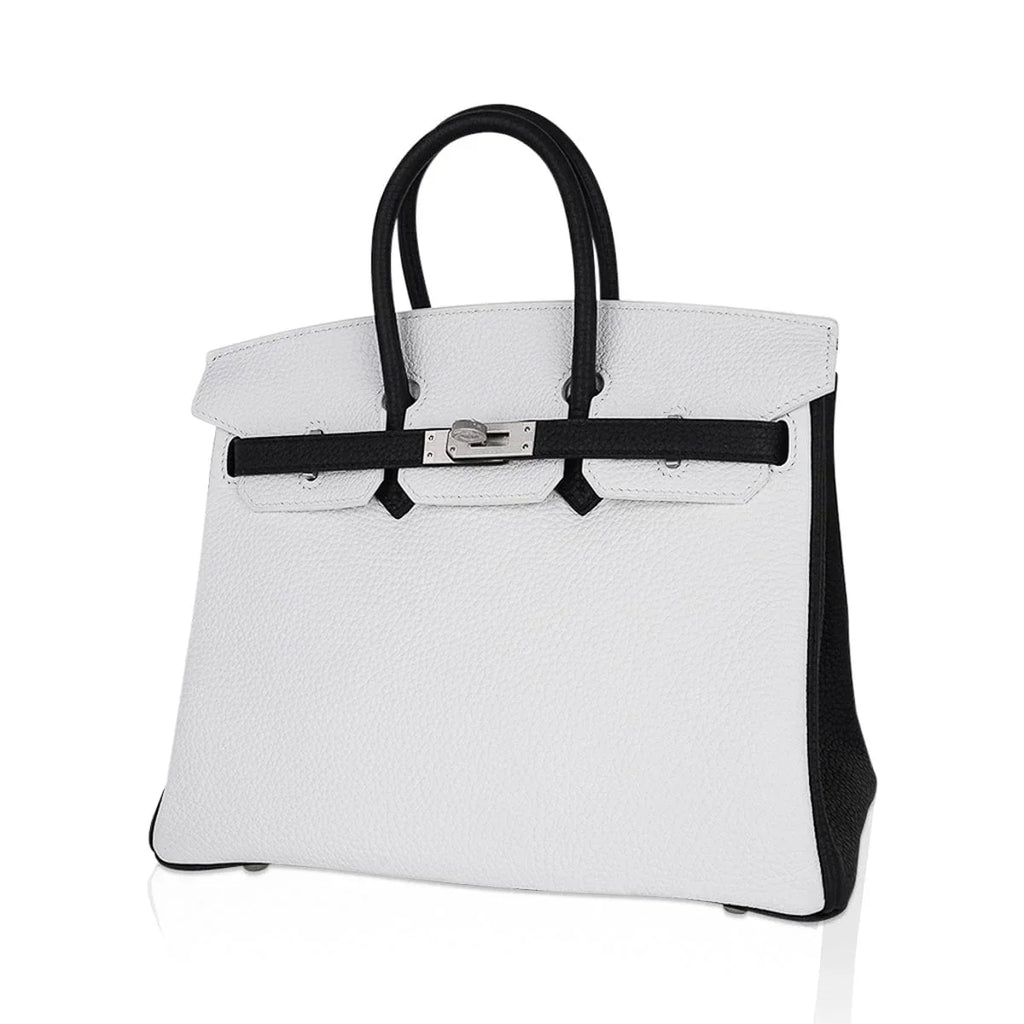 Birkin HSS 25 Bag White w/ Black Brushed Palladium Hardware