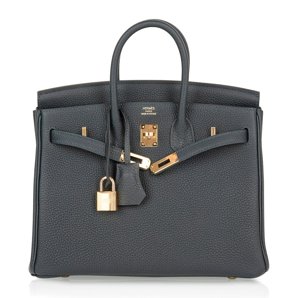 Birkin 25 Bag Vert Rousseau Togo Gold Hardware