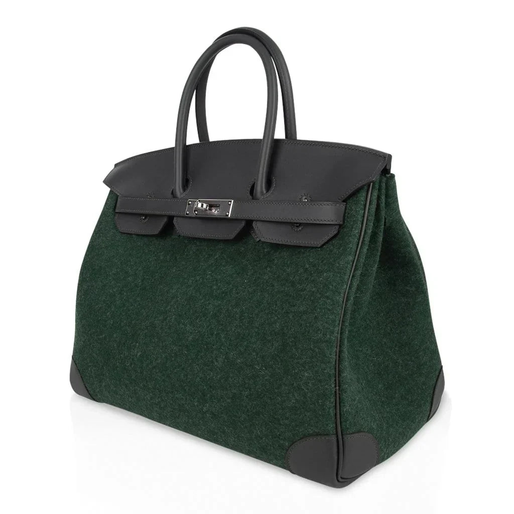 Birkin 35 Limited Edition Bi-Color Vert Anglais Feutre Vert Cypress Swift