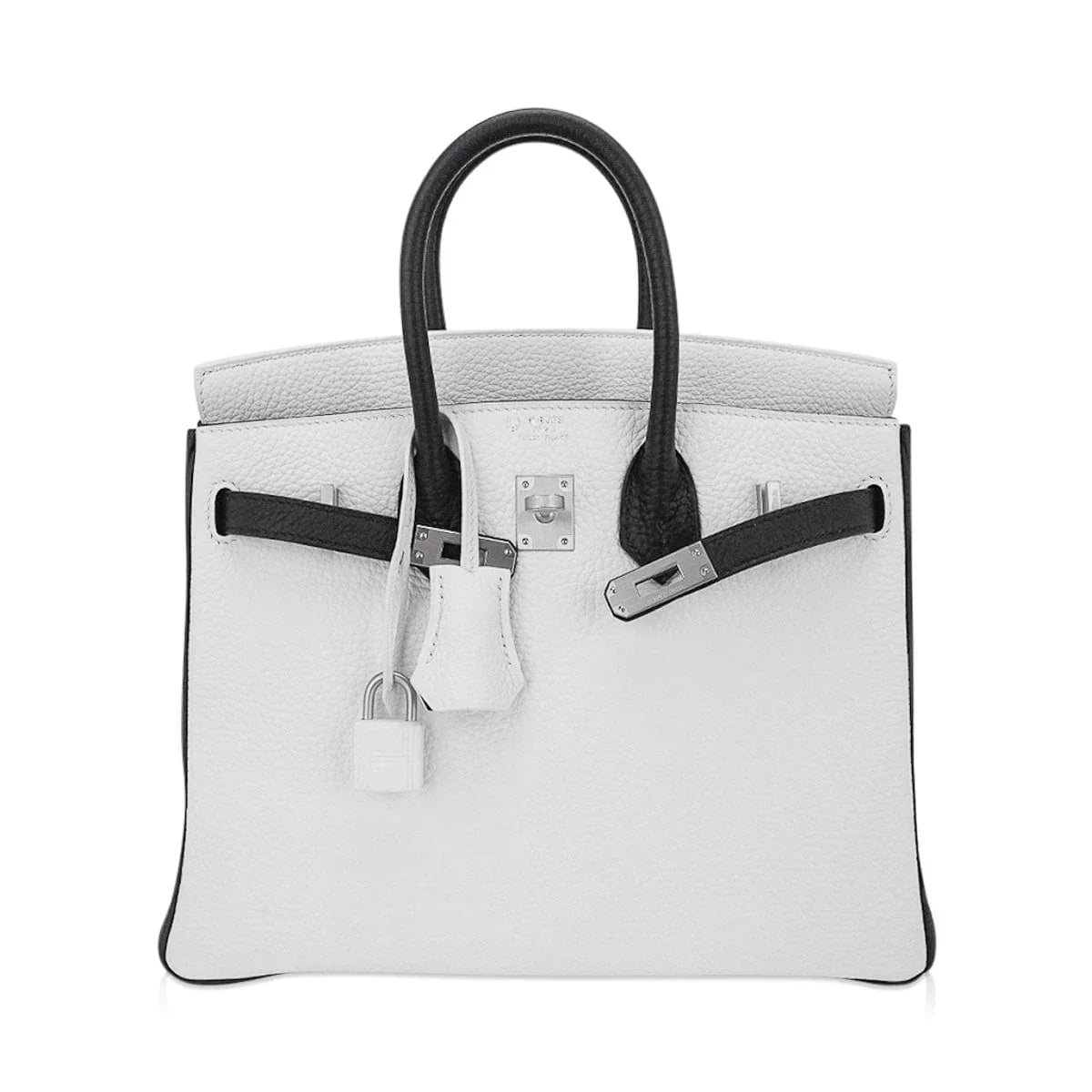 Birkin HSS 25 Bag White w/ Black Brushed Palladium Hardware
