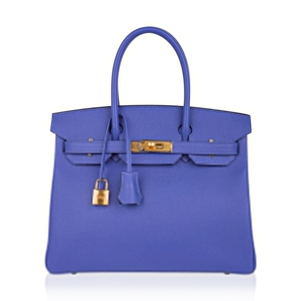 Birkin 30 Bag Blue Brighton Epsom Leather with Gold Hardware