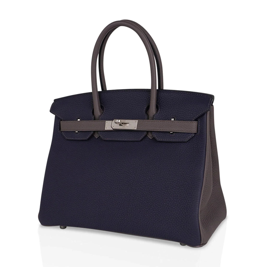 Special Order HSS Birkin 30 Bag Blue Nuit & Etain Togo Leather with Brushed Palladium Hardware