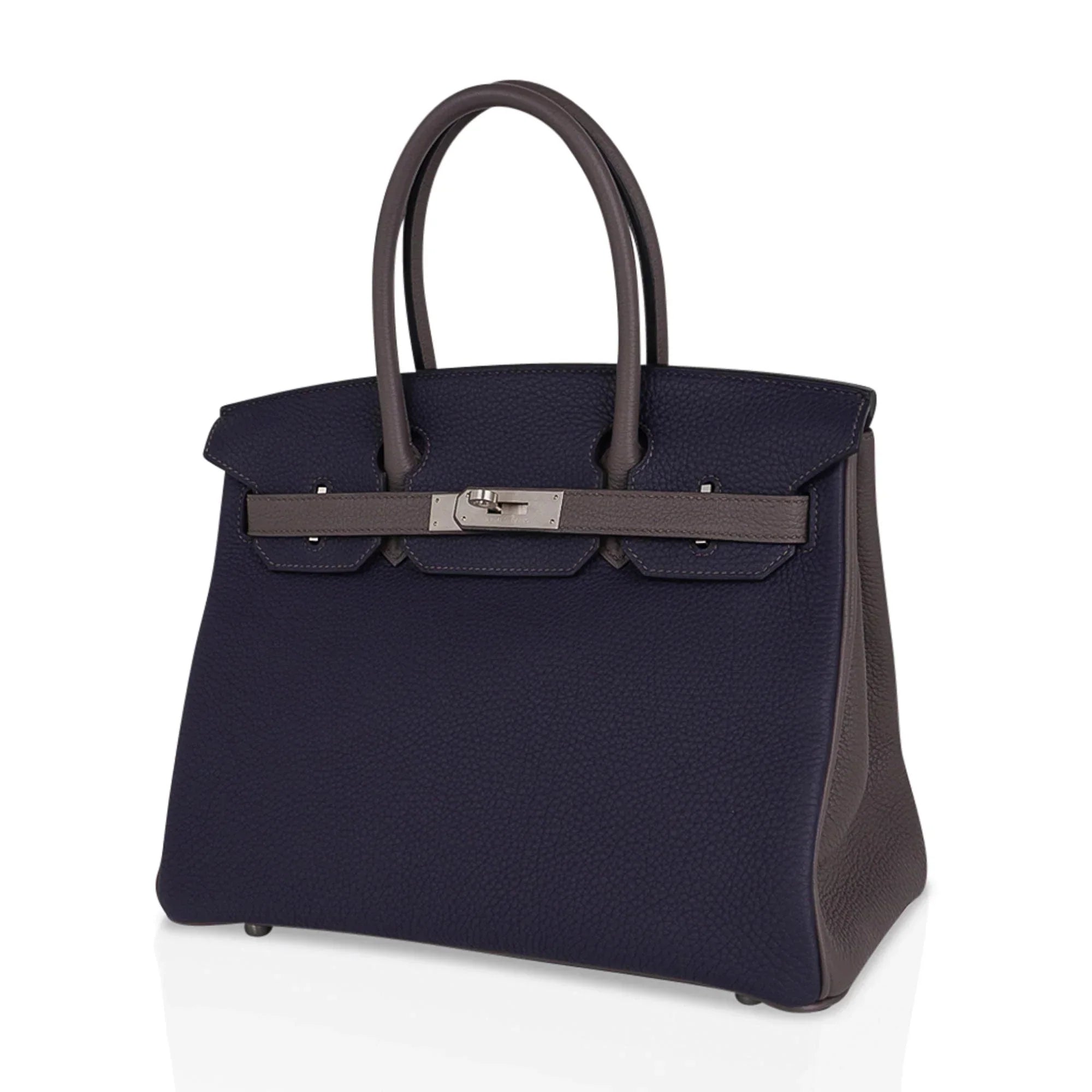 Special Order HSS Birkin 30 Bag Blue Nuit & Etain Togo Leather with Brushed Palladium Hardware