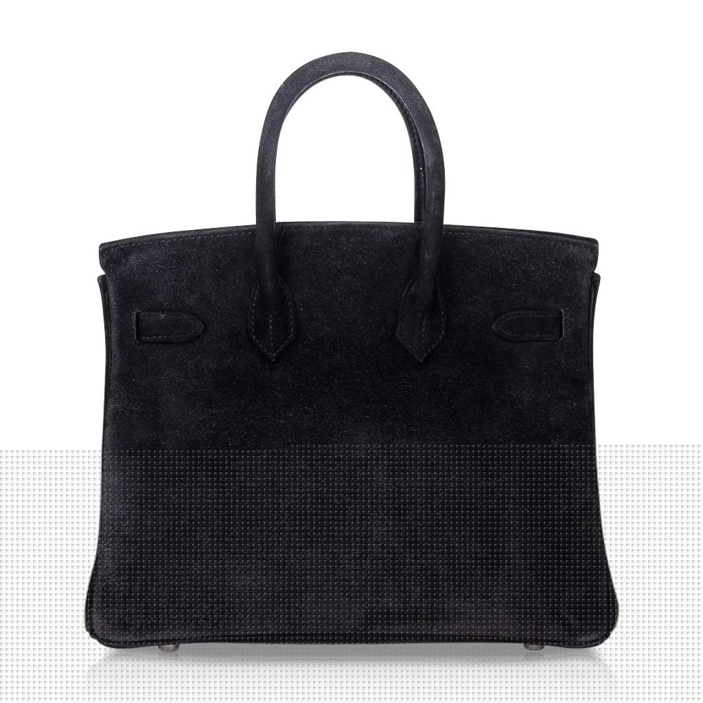 Birkin 25 Bag Black Doblis Suede with Palladium Hardware