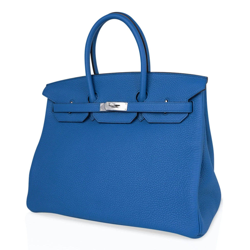 Birkin 35 Bag Rich Blue Izmir Clemence Palladium
