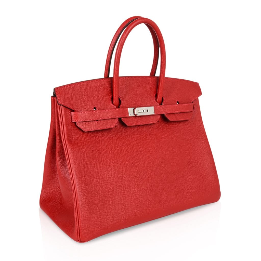 Birkin 35 Bag Rouge Casaque Lipstick Red Epsom Palladium new