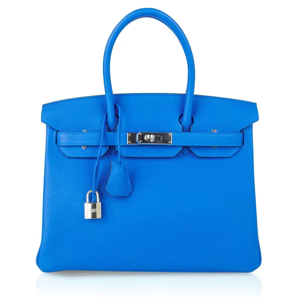 Verso Birkin 30 Bag Blue Zanzibar & Malachite Togo Leather with Palladium Hardware