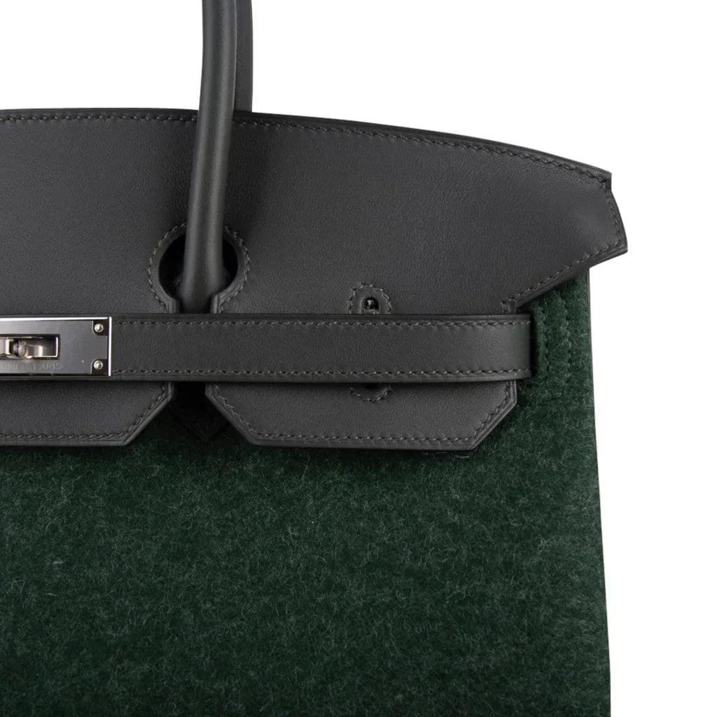 Birkin 35 Limited Edition Bi-Color Vert Anglais Feutre Vert Cypress Swift