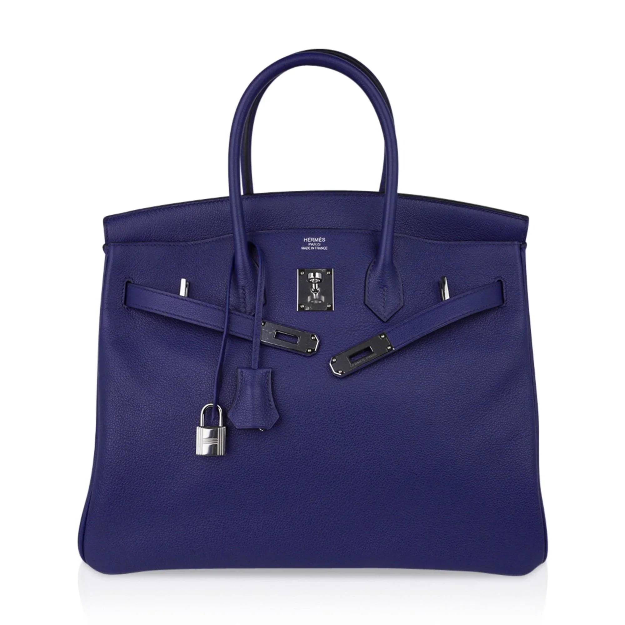 Limited Edition Birkin 35 Bag Blue Sapphire Taurillon Novillo Leather & Toile Sea Surf & Fun
