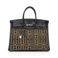 Limited Edition Vintage Horizons Birkin 40 Black Box Leather with Gold Embroidered Toile