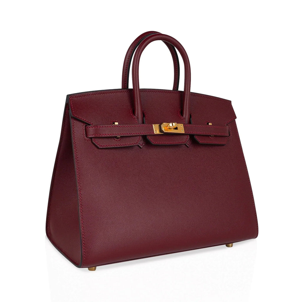 Birkin 25 Bag Sellier Rouge H Gold Hardware Veau Madame Leather