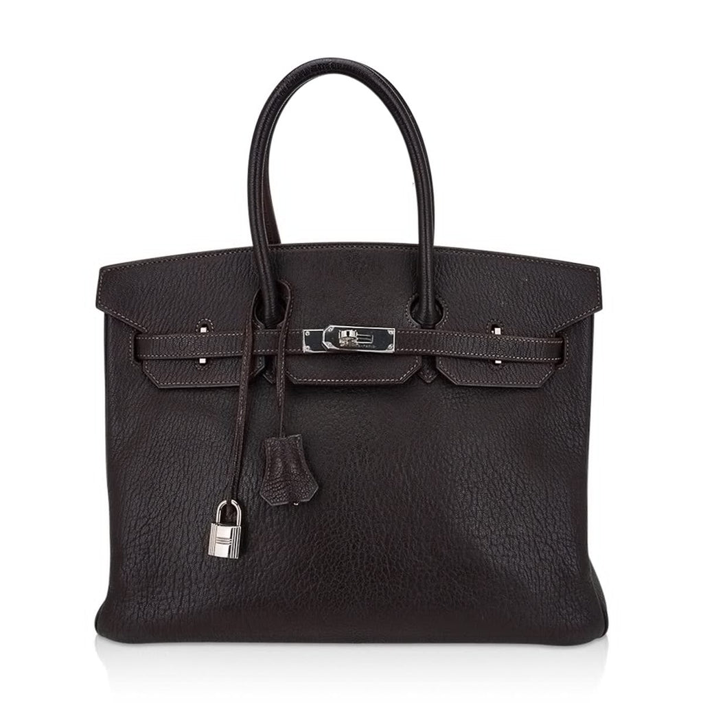 Birkin 35 Bag Cocoan Brown Chevre Leather with Palladium Hardware