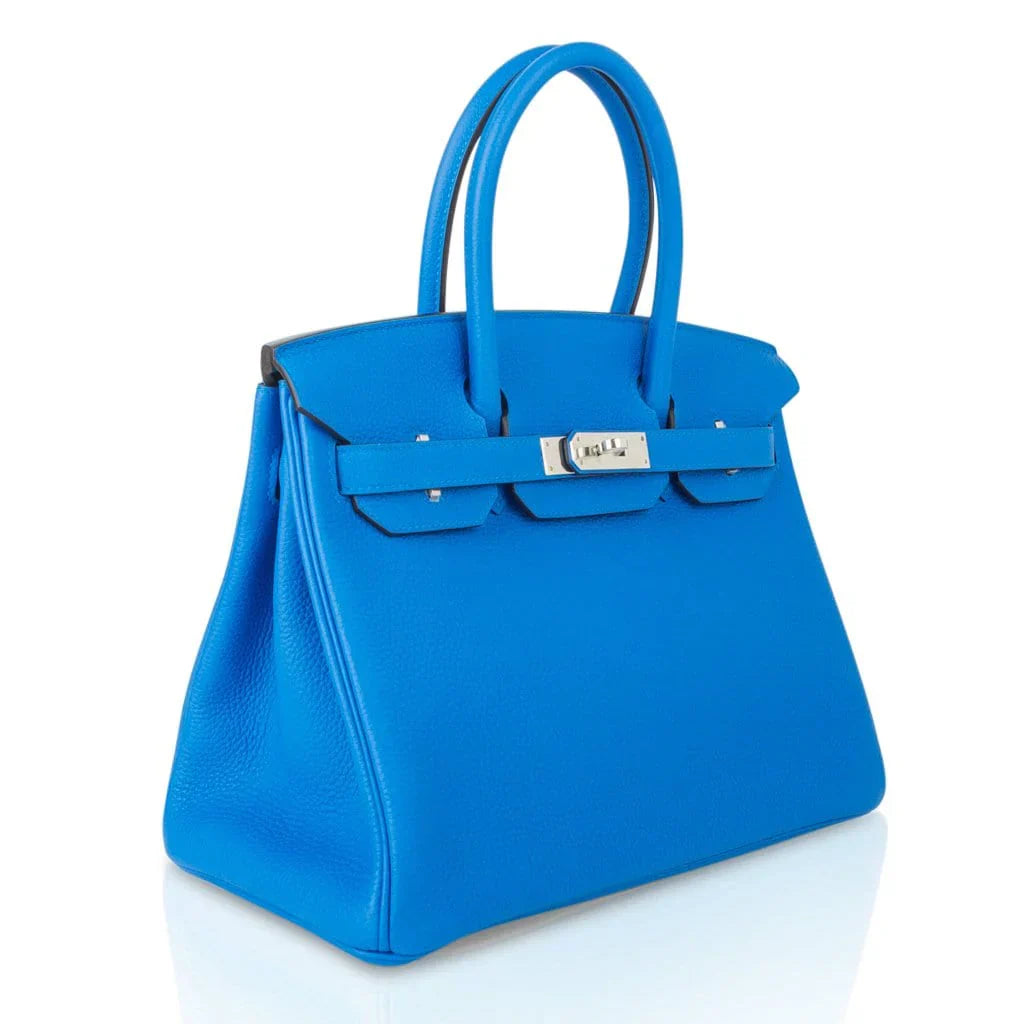 Verso Birkin 30 Bag Blue Zanzibar & Malachite Togo Leather with Palladium Hardware