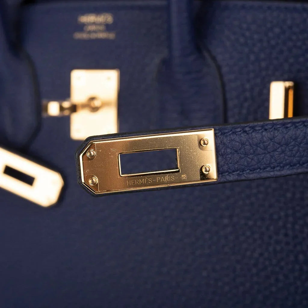 Birkin 25 Bag Blue Encre Gold Hardware Togo Leather