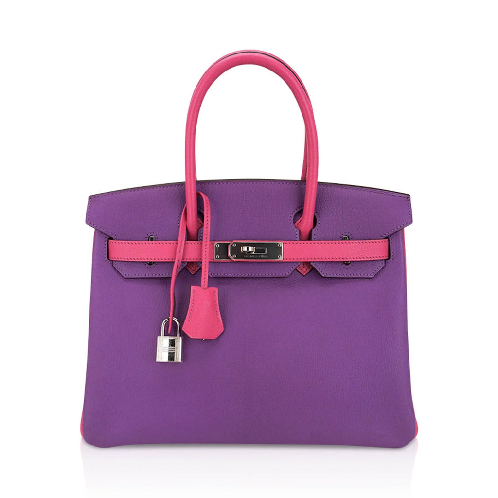 Special Order HSS Birkin 30 Bag Parme and Rose Shocking Chevre Leather with Palladium Hardware