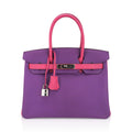 Special Order HSS Birkin 30 Bag Parme and Rose Shocking Chevre Leather with Palladium Hardware