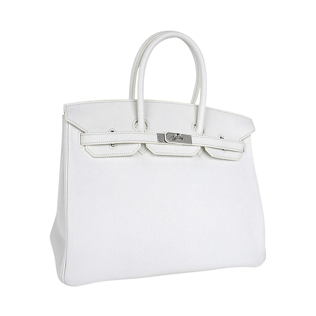 Birkin 35 Bag White Clemence Leather with Palladium Hardware