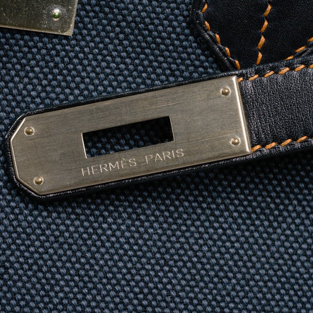 Birkin 35 Ghillies Denim Fonce Toile / Black Evercalf Bag Limited Edition