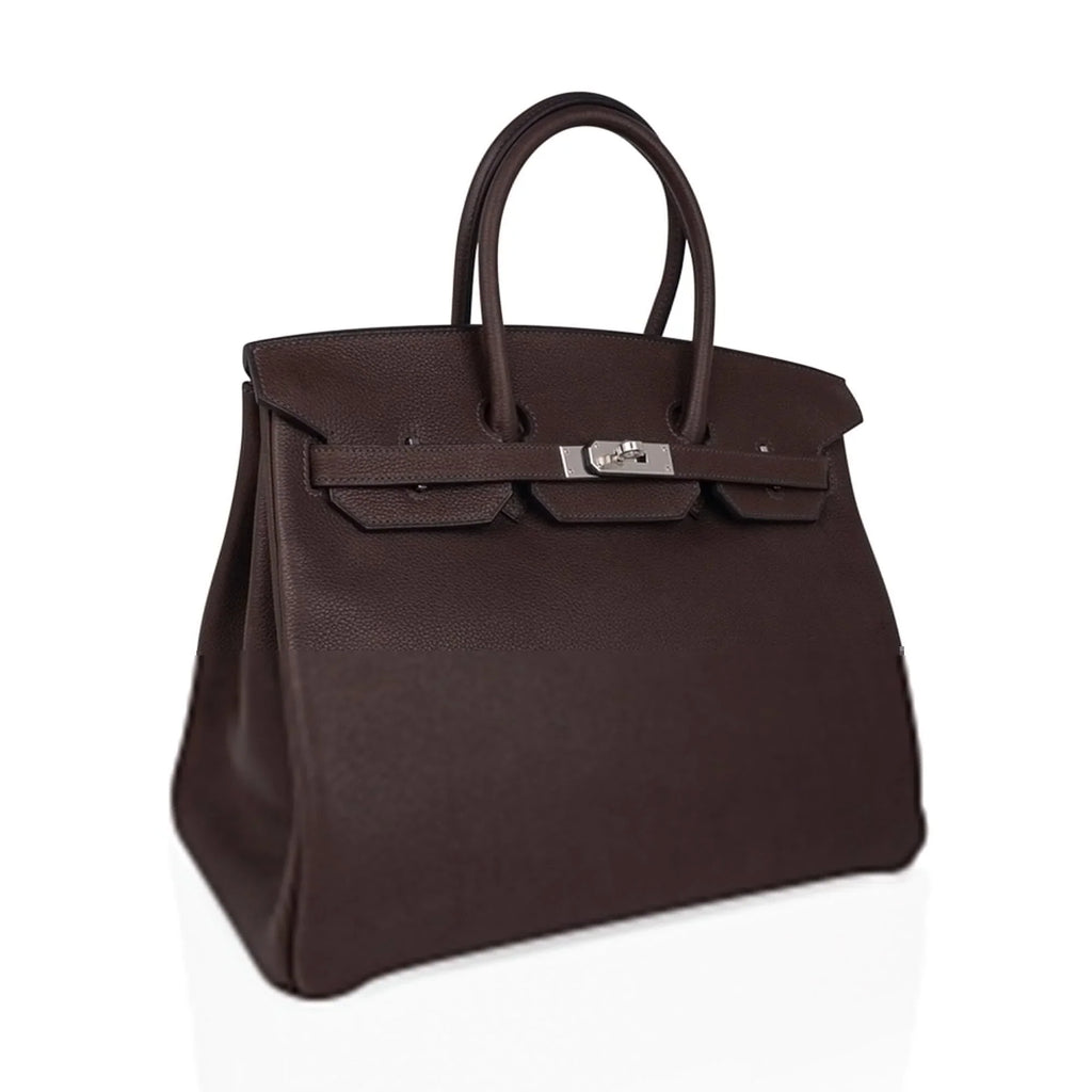 Birkin 35 Bag Ebene Barenia Faubourg Leather with Palladium Hardware