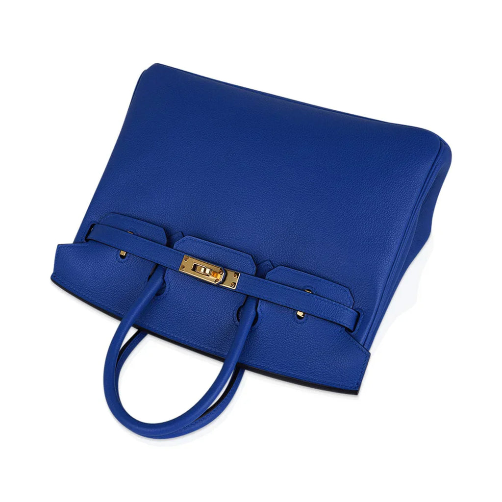 Birkin 25 Bag Blue Zellige Novillo Leather with Gold Hardware