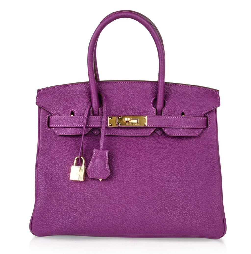 Birkin 30 Bag Anemone Togo Gold Hardware Exotic Purple Beauty