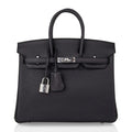 Birkin 25 Bag Black Palladium Hardware Togo Leather