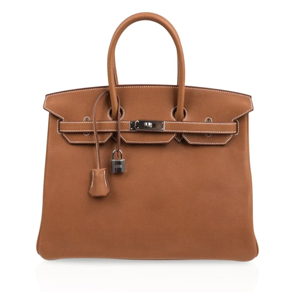 Limited Edition Birkin 35 Bag Fauve Barenia Faubourg Leather with Palladium Hardware