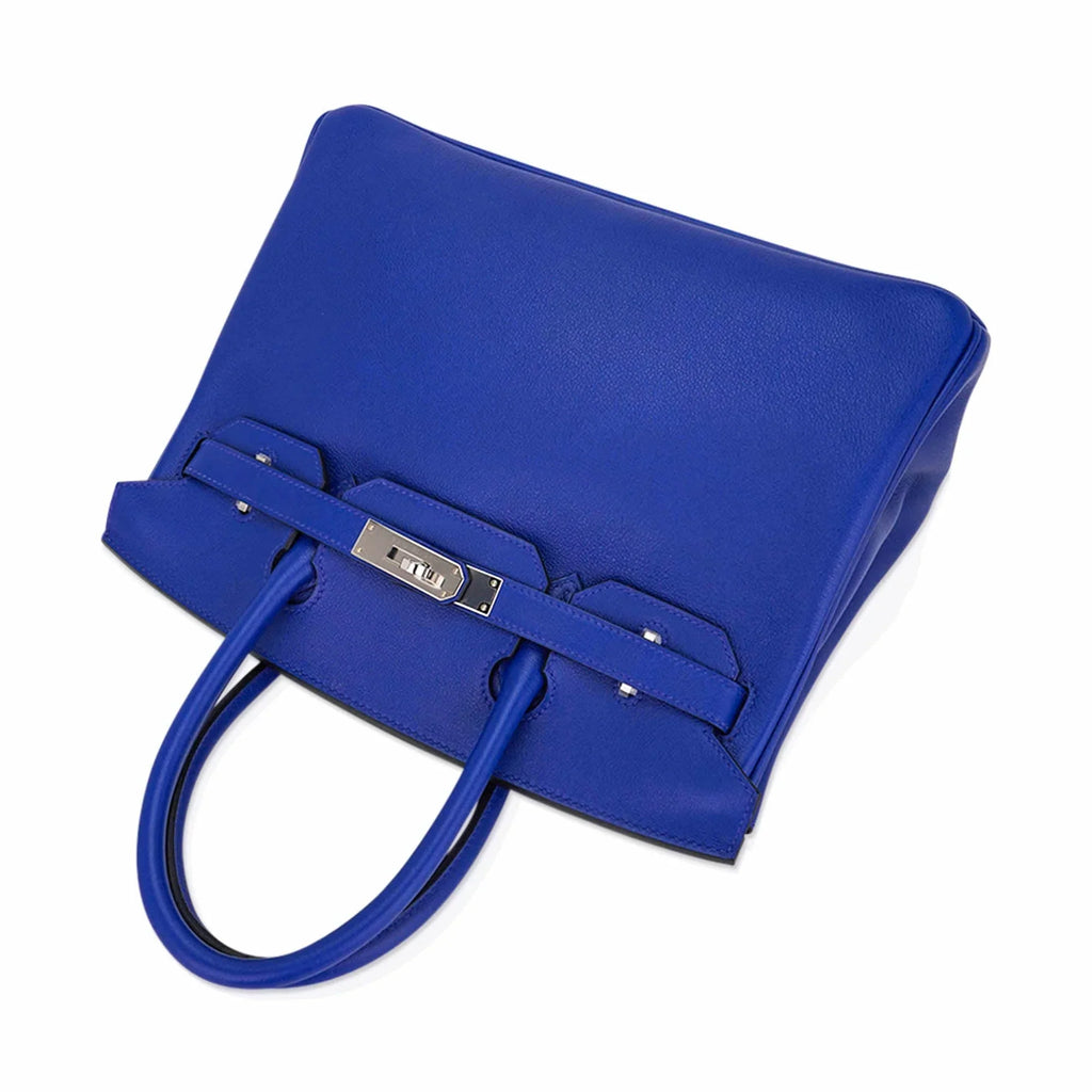 Birkin 30 Bag Blue Electric Novillo Leather with Palladium Hardware