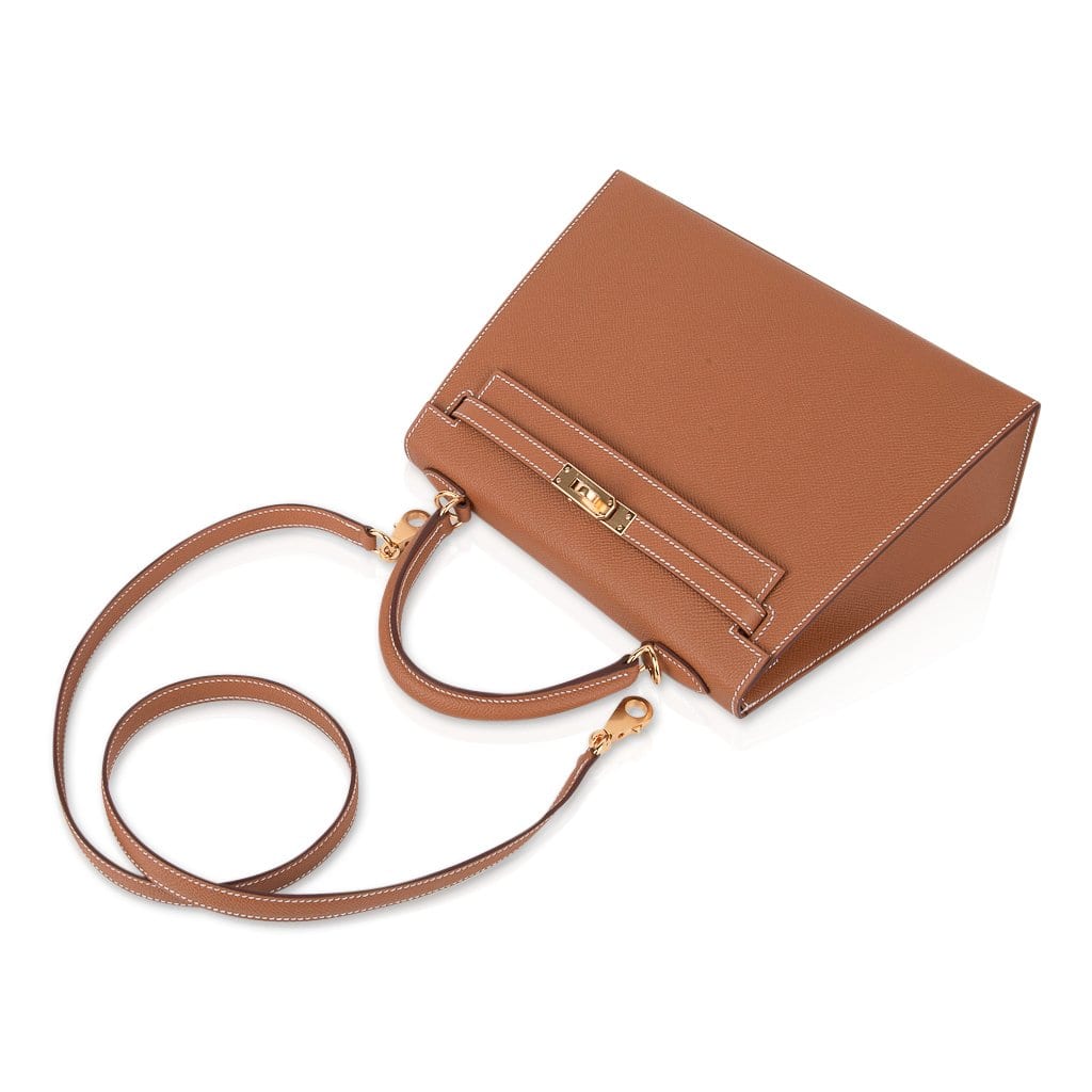 Kelly 25 Sellier Bag Gold Epsom Leather with Gold Hardware