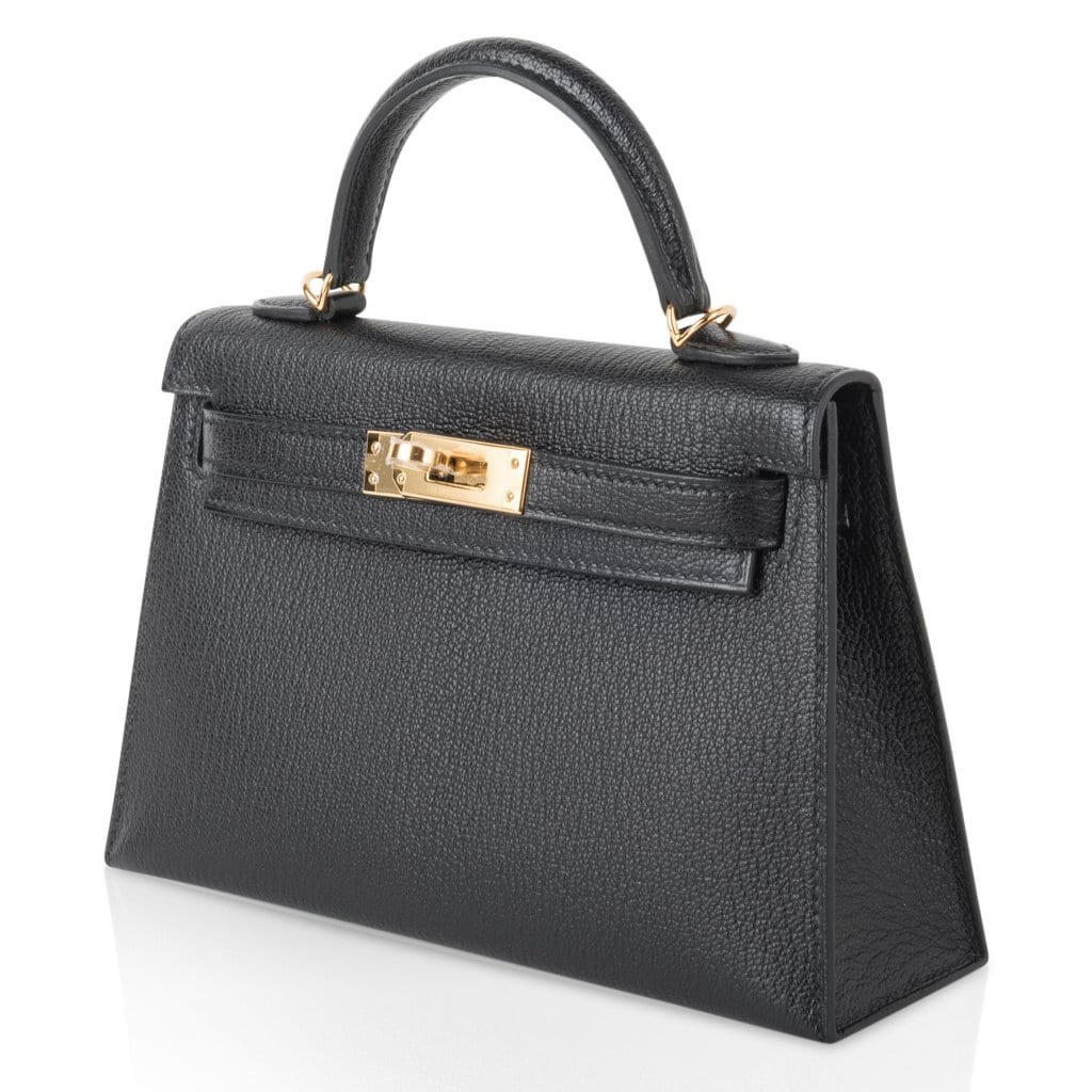 Kelly 20 Mini Kelly II Sellier Bag Black Chevre Gold Hardware Limited Edition