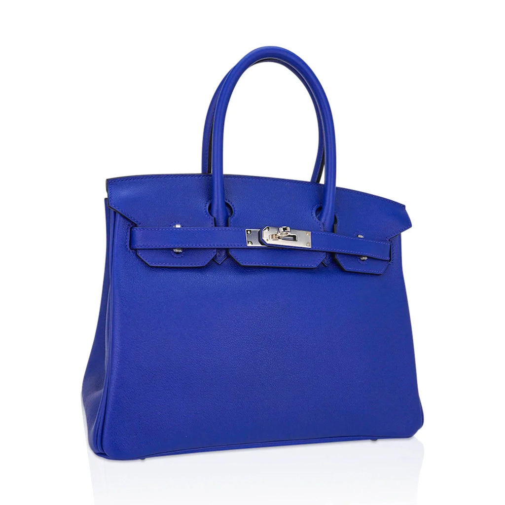 Birkin 30 Bag Blue Electric Novillo Leather with Palladium Hardware