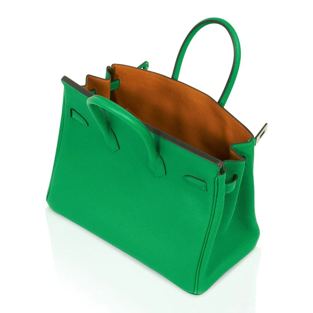 Verso Birkin 25 Bag Bamboo & Caramel Togo Leather with Palladium Hardware