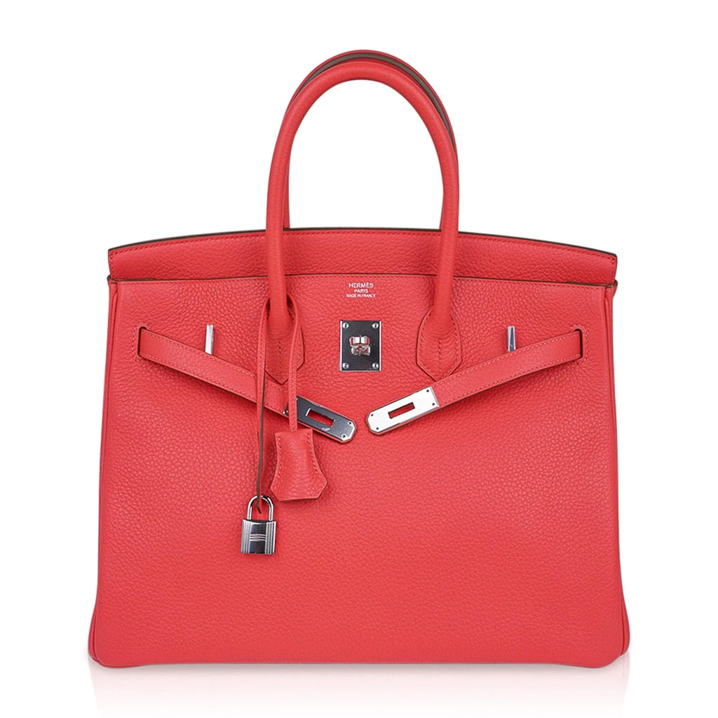 Birkin 35 Bag Rose Jaipur Clemence Leather with Palladium Hardware