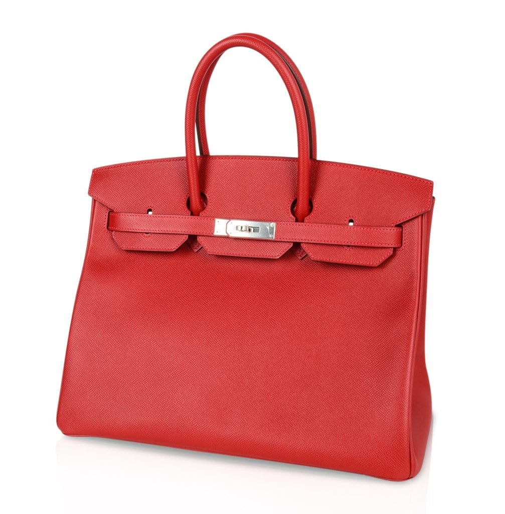 Birkin 35 Bag Rouge Casaque Lipstick Red Epsom Palladium new