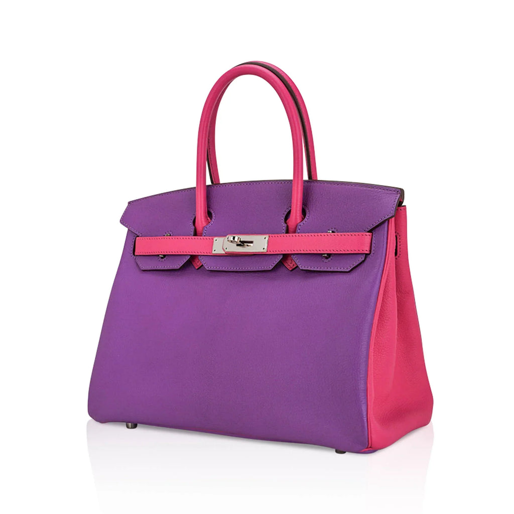 Special Order HSS Birkin 30 Bag Parme and Rose Shocking Chevre Leather with Palladium Hardware